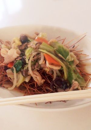 【簡単アレンジ】素麺で…海鮮皿うどん！-レシピのメイン写真
