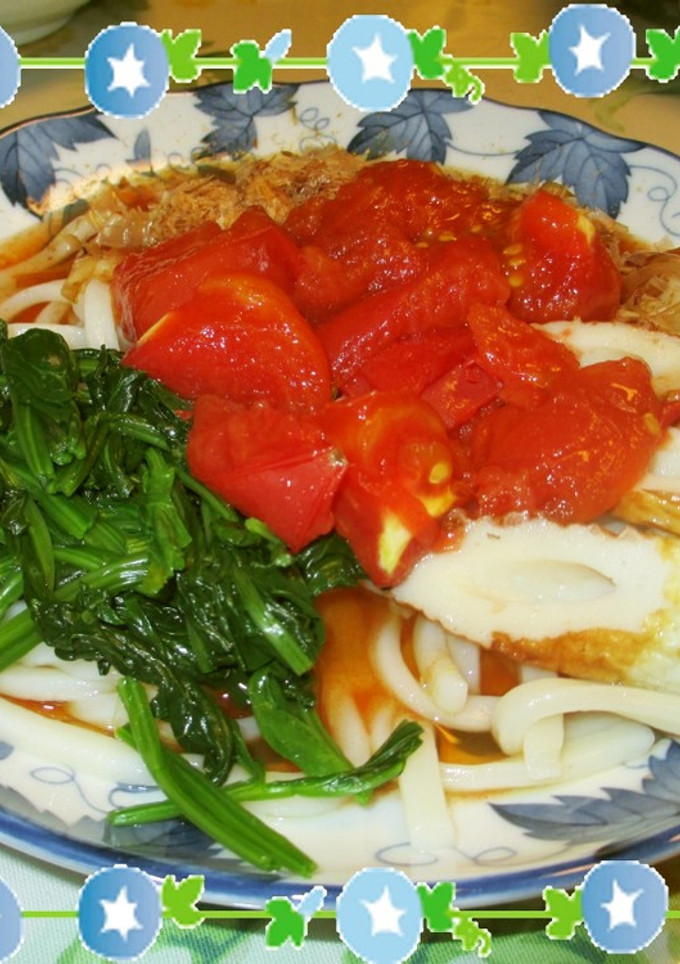 ほうれん草と☆トマトの冷やしうどん♪簡単-レシピのメイン写真