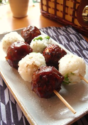 枝豆ごはん&ひき肉のくし団子-レシピのメイン写真