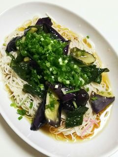 ☆夏バテ知らず♪揚げナスぶっかけ素麺☆-レシピのメイン写真