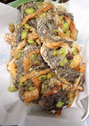 むき枝豆入りモズクかき揚げ-レシピのメイン写真