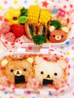 おにぎりお弁当可愛いおかず★リラックマ-レシピのメイン写真