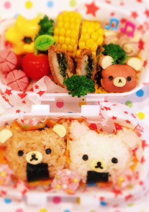 おにぎりお弁当可愛いおかず★リラックマ-レシピのメイン写真