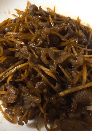 簡単常備菜、牛肉とごぼうの甘辛煮-レシピのメイン写真