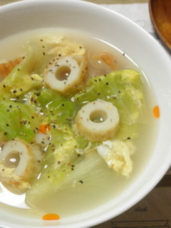 レタスとちくわのピリ辛中華スープ-レシピのメイン写真