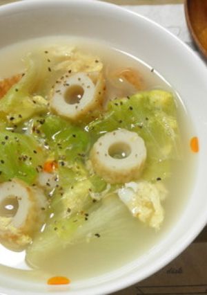 レタスとちくわのピリ辛中華スープ-レシピのメイン写真