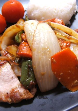 ポークソテー野菜のせ味噌味-レシピのメイン写真