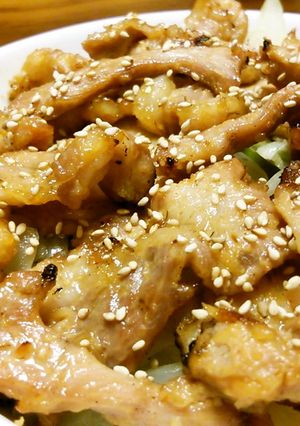 豚バラ＆肩ロースのにんにく味噌焼き丼。-レシピのメイン写真
