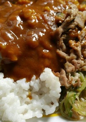 ゴーヤちゃんぷるの飯変(あいがけカレー)-レシピのメイン写真