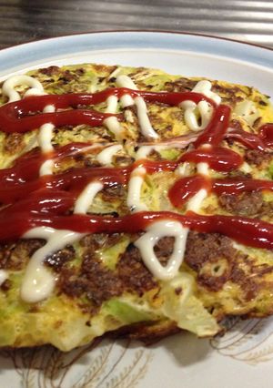 キャベツと納豆の卵焼きお好み焼き風-レシピのメイン写真