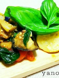 【簡単】夏野菜とササミのバジル炒め-レシピのメイン写真