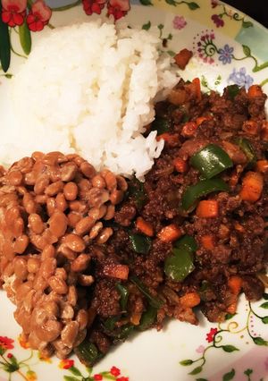 いつものドライカレーに納豆-レシピのメイン写真