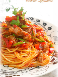 豚肉と夏野菜のトマトソースパスタ-レシピのメイン写真