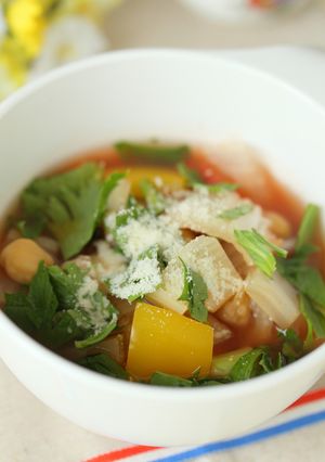 ざく切り香り野菜とひよこまめのスープ-レシピのメイン写真