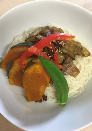 茄子とバラ肉のスタミナそうめん-レシピのメイン写真
