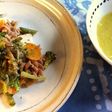 いんげんとズッキーニと豆腐の味噌パスタ