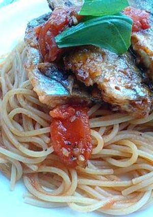 さんまのトマトソースパスタ-レシピのメイン写真