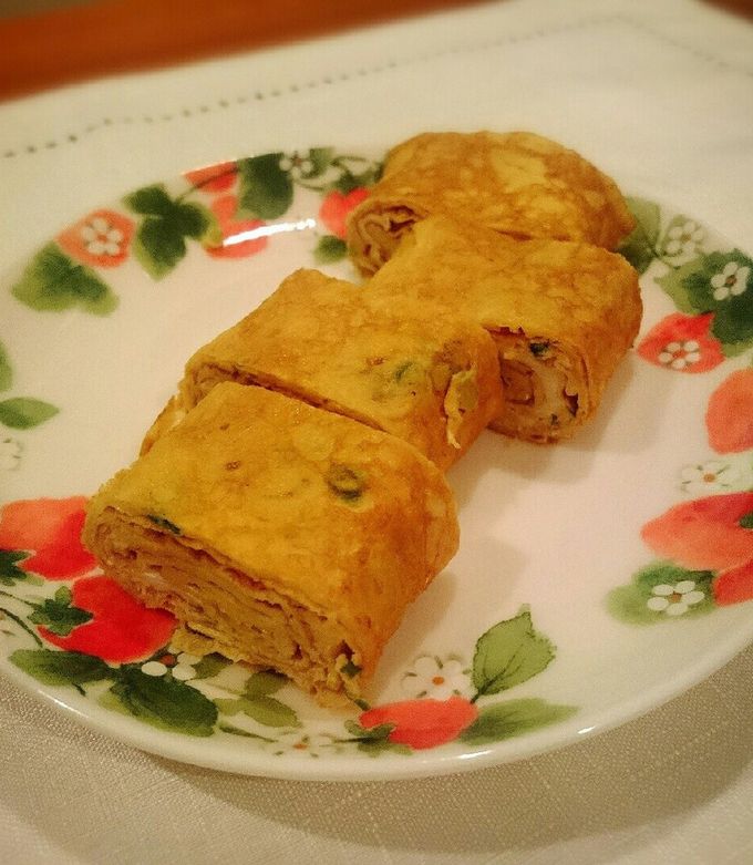 お弁当に♪葱たっぷりソース味の卵焼き-レシピのメイン写真