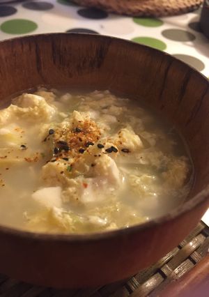 ミョウガと豆腐のトロたまスープ-レシピのメイン写真