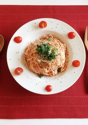 トマトキムチの簡単すぎるパスタソース♡-レシピのメイン写真