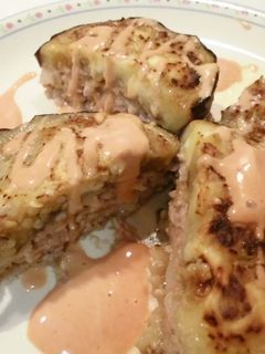 米茄子の挽肉はさみ焼き-レシピのメイン写真