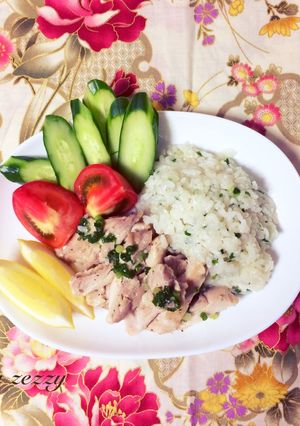 簡単！レンジで！ヘルシー海南チキンライス-レシピのメイン写真