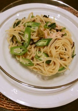 オクラと塩昆布と柚子胡椒の冷製パスタ-レシピのメイン写真