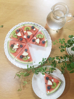 でんすけすいかdeフルーツピザ♪-レシピのメイン写真