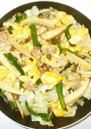 鶏もも肉・しめじ・筍・キャベツ野菜炒め煮-レシピのメイン写真