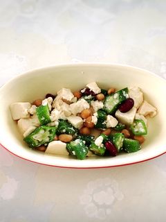 豆腐とオクラとカラフルビーンズサラダ-レシピのメイン写真