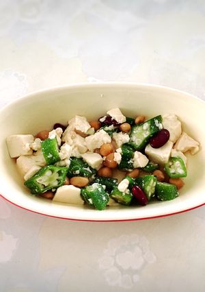 豆腐とオクラとカラフルビーンズサラダ-レシピのメイン写真