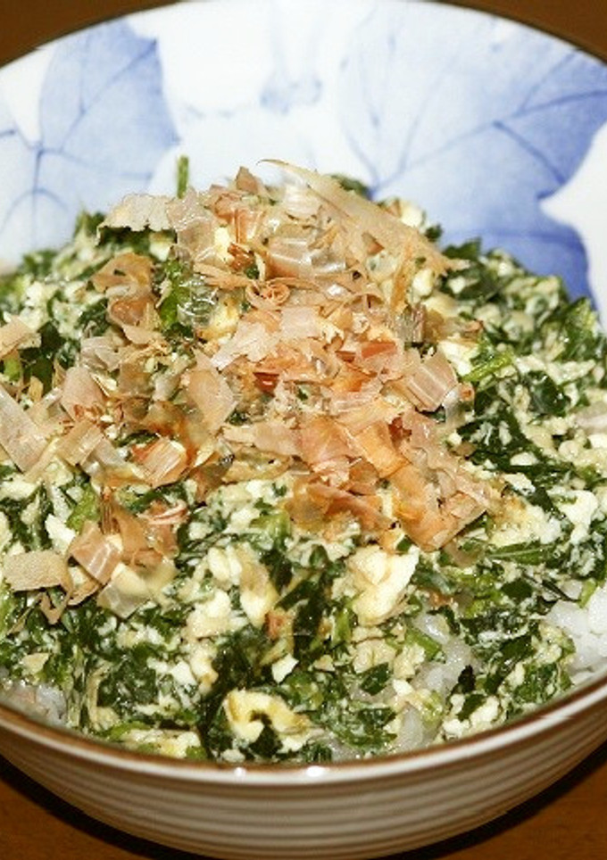 モロヘイヤと木綿豆腐の簡単丼-レシピのメイン写真