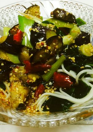 茄子とねぎのピリ辛冷麦-レシピのメイン写真