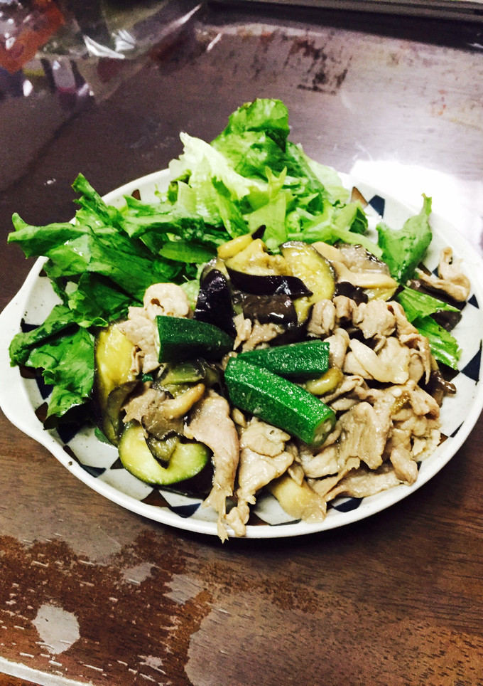 豚肉と茄子とオクラときのこを炒めてみた！-レシピのメイン写真