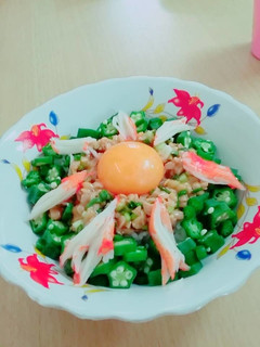 オクラ納豆の太陽丼-レシピのメイン写真
