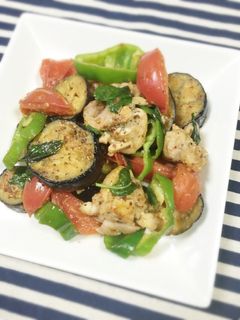鶏もも肉とナスのバジルマスタード炒め-レシピのメイン写真