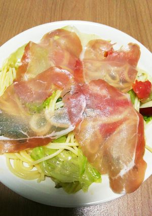 旦那直伝☆レタスと生ハムのペペロンチーノ-レシピのメイン写真