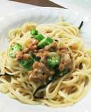 納豆と塩昆布の醤油バターうどん(乾麺)