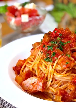 ベーコンとナスのトマトソースパスタ-レシピのメイン写真