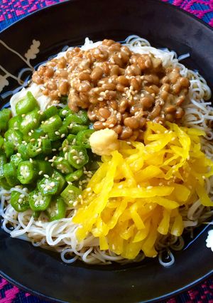 夏のランチに☆ ネバネバぶっかけ素麺☆-レシピのメイン写真