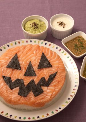 ハロウィンのジャックランタンケーキ寿司♪-レシピのメイン写真