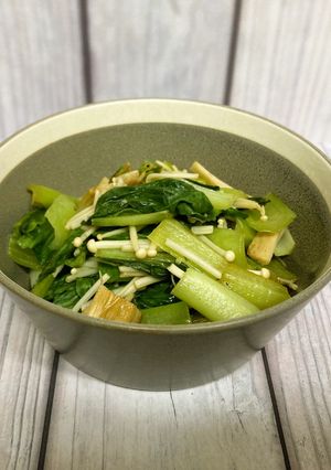 かるしお®　小松菜とえのきのガリバタぽん-レシピのメイン写真