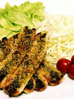バジルソース+マヨでちくわのパン粉焼き♪-レシピのメイン写真