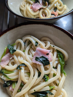 簡単★ほうれん草とベーコンの焼きうどん-レシピのメイン写真