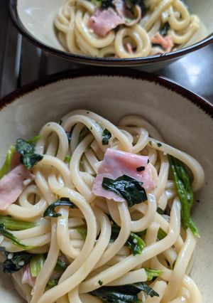 簡単★ほうれん草とベーコンの焼きうどん-レシピのメイン写真