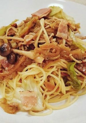 ゴーヤとキャベツとベーコンの和風パスタ-レシピのメイン写真