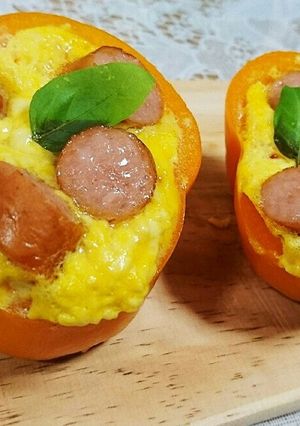 ☆簡単☆パプリカップふわふわ玉子☆朝食に-レシピのメイン写真