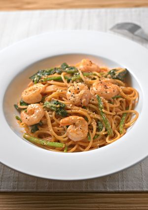 海老とほうれん草のトマトクリームパスタ♪-レシピのメイン写真