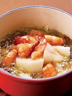 蓮根と海老のアヒージョ-レシピのメイン写真