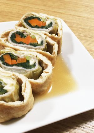 野菜たっぷり♪豚バラとあぶらあげ巻-レシピのメイン写真